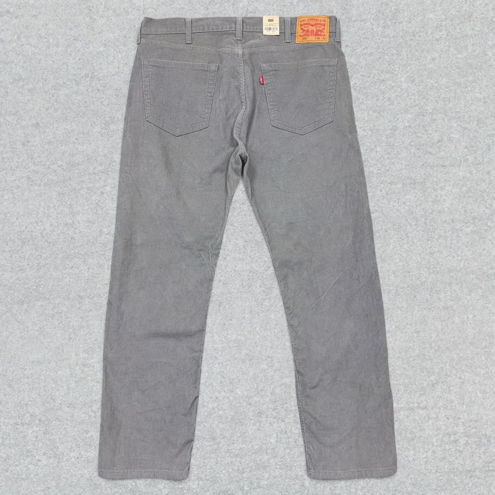 Levi's 505 Pants Mens 38x32 Gray Corduroy Regular Fit Straight Leg Stretch